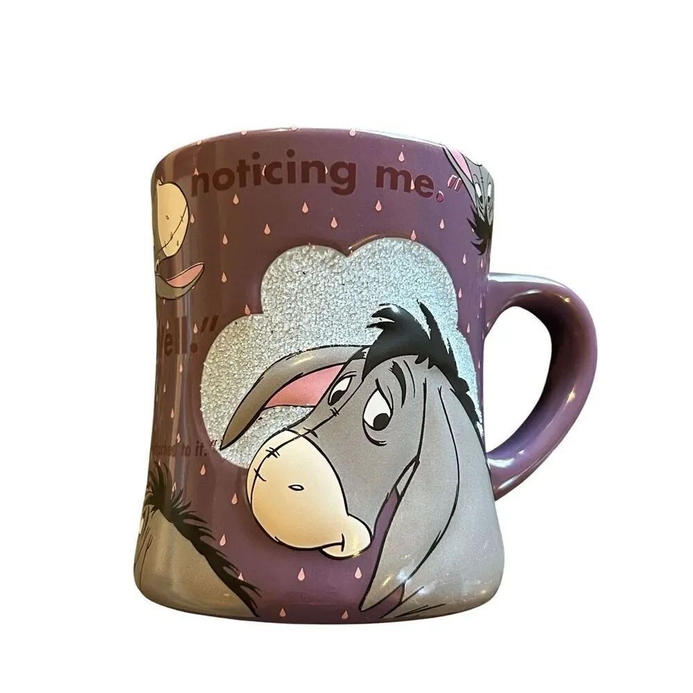 NEW Disney Parks Exclusive Eeyore Purple Ceramic Mug with Glitter Cloud Accent